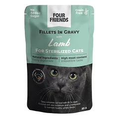 Four Friends Sterilized Lamb konservai katėms su ėriena padaže, 85 g
