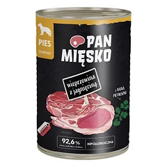 PAN MIĘSKO Kiauliena su aviena drėgnas maistas šunims 400 g