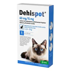 Dehispot 60 mg/15 mg 0,70 ml užlašinamasis tirpalas mažoms katėms, nuo kirmėlių, 1 vnt.