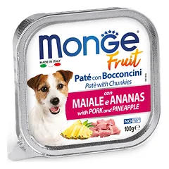 M13253 Monge Fruit – Wet Dog PATE & CHUNKIES PORK & PINEAPPLE 100 g