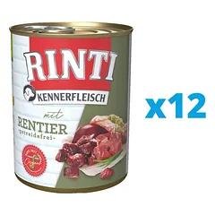 RINTI Kennerfleisch Reindeer  Šiaurės elnias12 x 800 g