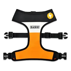 Dashi Stripes Orange & Black Neo Mesh Petnešos - nesitraukiantis, dvipusis šuns petnešos iš neopreno, su juostelėmis