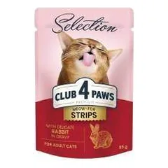 CLUB 4 PAWS Premium Visavertis konservuotas ėdalas suaugusioms katėms su triušiena padaže, 85 g