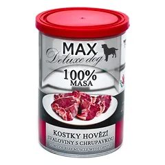 MAX Deluxe Dog kubeliai jautienos raumenys su kremzle skardine 400 g