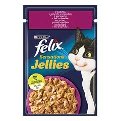 FELIX Sensations Jellies Antis drebučiuose su špinatais 85 g drėgnas kačių maistas