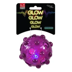 Dog Fantasy šviečiantis kamuoliukas šunims, iš TPR gumos, violetinis, 8 cm — 4 nuotrauka