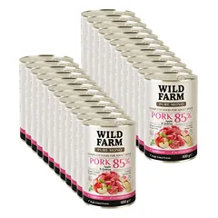 WILD FARM PURE MONO Kiauliena, obuoliai ir kinoa 24x400 g vienos rūšies baltymų šunų maistas