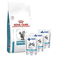 ROYAL CANIN Hypoallergenic DR 25 2,5kg + ENZO VET Hipoalerginiai produktai katėms su ėriena želė 3x100g