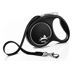 FLEXI pavadėlis šuniui Black Design M juostinis 5m, juodas
