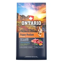 Ontario Puppy Medium Lamb & Brown Rice superpremium sausas maistas vidutinių veislių šuniukams ir jaunikliams, 6.5 kg