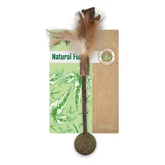 Magic Cat Natural Fun lazdelė su natūraliomis plunksnomis ir kamuoliukais 18 cm — 1 nuotrauka