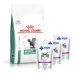 ROYAL CANIN Satiety Support Weight Management SAT 34 3,5kg + ENZO VET Sterilizuota su veršiena padaže 3x100g