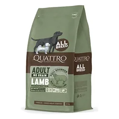 Quattro begrūdis monoproteininis sausas maistas suaugusiems šunims su ėriena 3 kg