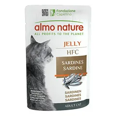 Almo Nature HFC Jelly sardinės drebučiuose, drėgnas maistas katėms 55 g