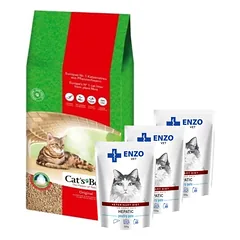 JRS Cat's Best Original kraikas 40l / 17,2kg + 3x ENZO VET Hepatinis paukštienos paštetas katėms 100g