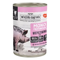 WIEJSKA ZAGRODA Monoproteininis kiaulienos šlapias kačių maistas 6x400 g