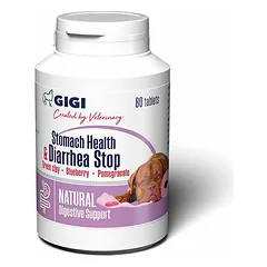 GiGi Stomach Health & Diarrhea Stop papildas šunims ir katėms virškinimui palaikyti ir nuo viduriavimo, 80 tablečių