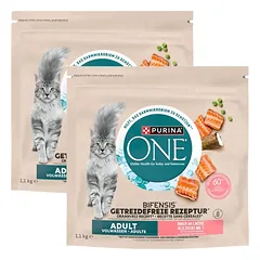 PURINA ONE Bifensis Grain Free Adult Salmon 2x1,1 kg lašišos turtingas, be grūdų sausas kačių pašaras