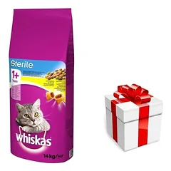WHISKAS Sterile 14kg - sausas ėdalas katėms po sterilizacijos, su vištiena + STAIGMENA KATEI