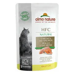 Almo Nature HFC Natural vištiena ir lašiša, drėgnas maistas katėms 55 g