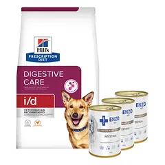 HILL'S PD Prescription Diet Canine i/d 4kg + ENZO VET Žarnyno dieta šunims su ėriena 3x400g