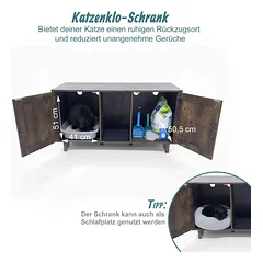 Kačių tualeto spintelė Relaxdays, XXL, 2 skyriai, 120 × 65 × 52 cm — 3 nuotrauka
