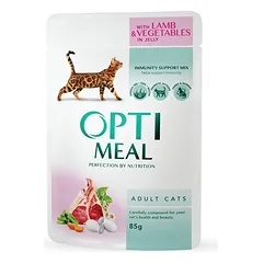 OPTIMEAL konservai suaugusioms katėms su ėriena ir daržovėmis 85g x 12