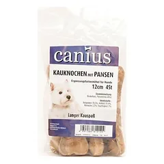 Canius kramtomasis kaulas su prieskrandžių įdaru 12 cm, skanėstai šunims
