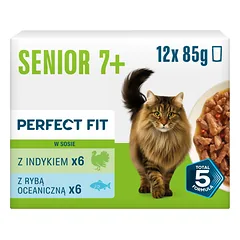 PERFECT FIT Senior 7+ Mix Skonių 12 x 85g drėgnas maistas vyresniems katėms