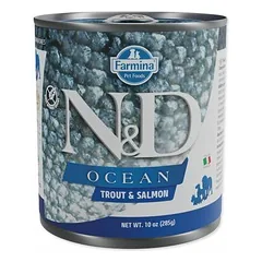 Farmina N&D Dog Ocean Adult su upėtakiu ir lašiša, drėgnas maistas šunims 285 g