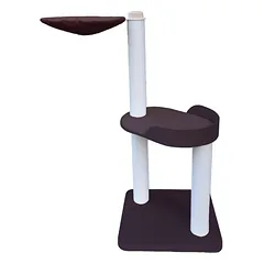 Tvirta, medinė draskyklė su trimis stulpais, guoliu, 130cm (pasirenkama spalva, virvė)