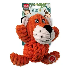 Dog Fantasy Safari Squeaking Tiger With Knot žaislas šunims su cyptuku ir virve, 18 cm — 2 nuotrauka