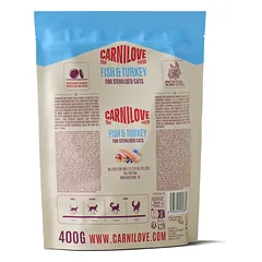 CARNILOVE TRUE FRESH Cat Dry Fish&Turkey Adult Cat Sterilised sausas maistas katėms 400 g