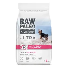 Raw Paleo Ultra sausas maistas mažų veislių suaugusiems šunims su kiauliena 8kg