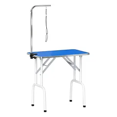 Kirpimo stalas šunims 81x48,5x80 cm, sulankstomas, su reguliuojamu laikikliu ir kilpa, iki 20 kg, mėlynas