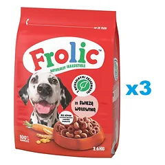FROLIC Naturally Irresistible 3x2,6 kg pusiau drėgnas maistas šunims su šviežia jautiena