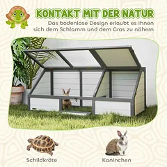 Lauko aptvaras vėžliams be dugno, su nameliu ir saulės zona, 120x55x20/50 cm, baltas — 5 nuotrauka