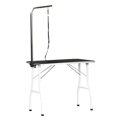 Kirpimo stalas šunims 91,5x61,5x76 cm, sulankstomas, su reguliuojamu laikikliu ir kilpomis, iki 150 kg, juodas