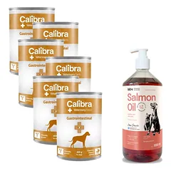 Calibra Veterinary Diets Dog Gastrointestinal 6x400g + LAB V Lašišų aliejus šunims ir katėms 1000ml