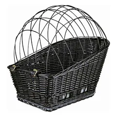 Trixie Bicycle Basket dviračio krepšys šunims iš pintų gluosnių, tvirtinamas prie bagažinės, su juodu čiužiniu, 49x35x55 cm