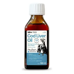 Lab-v menkių kepenų aliejus - 100% menkių kepenų aliejus šunims ir katėms 100 ml