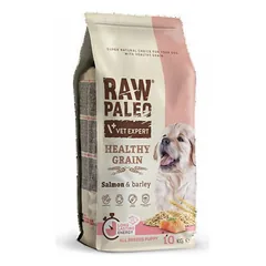 RAW Paleo Dog Puppy Healthy Grain Salmon & Barley sausas maistas šuniukams, 10 kg
