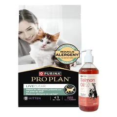 PRO PLAN LiveClear kačiukų maistas, turtingas kalakutiena 1,4 kg + LAB V Lašišų aliejus šunims ir katėms 500ml