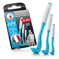 BluePet Premium Zeckenhaken 3er Set kleine Zeckenhebel Zeckenentferner