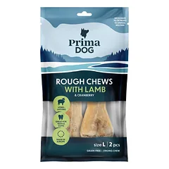 PrimaDog Rough Chews Lamb-Cranberry kramtomasis kaulas šunims su ėrienos ir spanguolių įdaru, 140 g