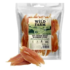 WILD FARM Vištienos krūtinėlės filė ant pagaliuko 500g skanėstas šunims