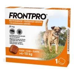 Frontpro kramtomos tabletės nuo erkių ir blusų šunims (4-10 kg), 1 vnt. nuotrauka