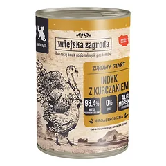 WIEJSKA ZAGRODA Mix skonių kačiukams: Triušis su veršiena ir Kalakutas su vištiena, 6 x 400 g