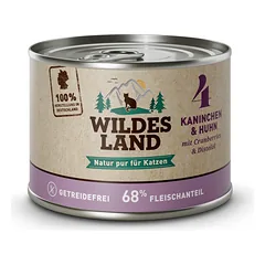 WILDES LAND Rabbit&chicken konservuotas begrūdis pašaras suaugusioms katėms su vištiena ir triušiena, 200 g