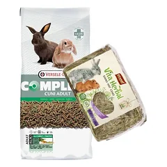 VERSELE-LAGA Cuni Adult Complete 8 kg ėdalas triušiams + VITAPOL Šienas graužikams 250g